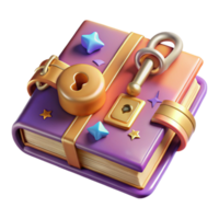 magnificent artistic Old Book with Lock and Key Transparent for Secret Knowledge exclusive png