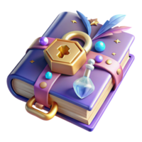 elegant abstract Old Book with Lock and Key Transparent for Secret Knowledge authentic png