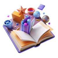 vibrant rustic Open Book with Office Supplies Isolated for Business Concepts professional png