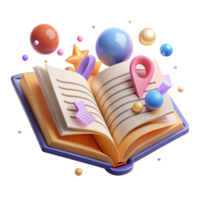 vibrant artistic Open Textbook with Highlighted Text Learning Resource Transparent Background for Studying premium png