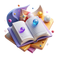 wonderful classic Open Textbook with Notes Learning Resource Transparent Background for Studying detailed png