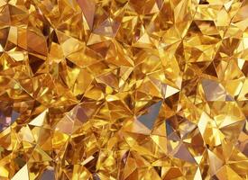 Luxury Abstract Realistic Yellow Gold Crystal Texture Reflection Close Up Background 3D rendering photo