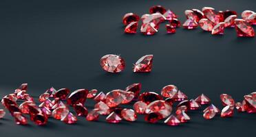 Ruby diamond topaz Gem placed on black background 3d rendering soft focus photo