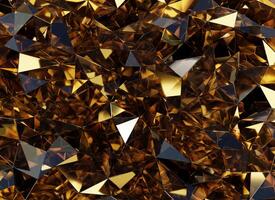 Luxury Abstract Realistic Deep Gold Crystal Texture Reflection Close Up Background 3D rendering photo