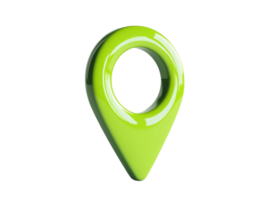 green location pin representing navigation and wayfinding in modern technology, cut out on transparent background png