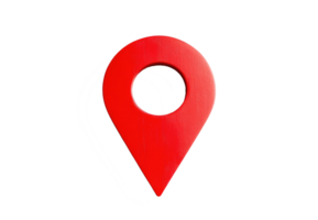 Red location pin symbolizing navigation and direction in digital maps, cut out on transparent background png