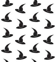 Seamless pattern of flat cartoon witch hat isolated on white background vector