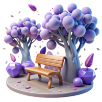 extraordinary abstract Park Bench Under Tree Shade Isolated for Relaxing Scene high quality png