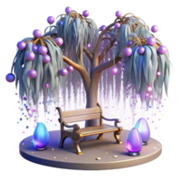 wonderful abstract Park Bench Under Willow Tree Transparent for Romantic Setting png