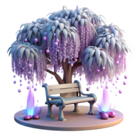 impressive abstract Park Bench Under Willow Tree Transparent for Romantic Setting authentic png