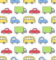 Seamless pattern of hand drawn car isolated on white background vector