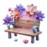 stunning artistic Park Bench with Flowers Around Transparent for Spring Design high quality png