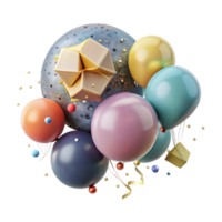 serene abstract Party Balloons Top View Perspective Cutout for Flat Lay authentic png