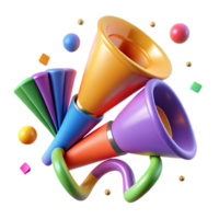 impressive minimalist Party Horns Colorful Assorted Pack Isolated high resolution png