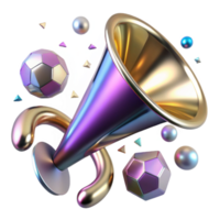 extraordinary contemporary Party Horn Metallic Shiny Isolated authentic png