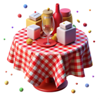 vibrant rustic Party Tablecloth Red and White Checkered Isolated for Picnics authentic png