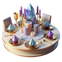 serene artistic Party Table Setting Isolated with Plates and Cutlery png