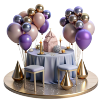 wonderful rustic Party Table with Balloons Isolated for Birthday Setup high quality png