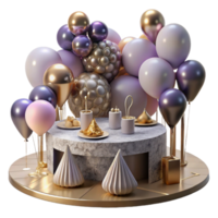 extraordinary modern Party Table with Balloons Isolated for Birthday Setup high resolution png