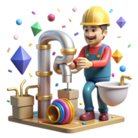 extraordinary rustic Plumber Installing Pipes Bathroom Fixtures Cutout original png