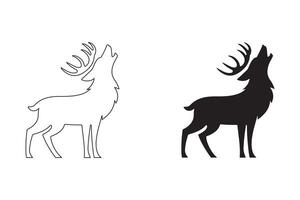Clean and Striking Howling Wolf with Deer Icons for Web and Apps vector