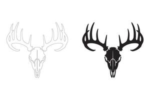 Strong and Stylish Deer Skull Illustration in Flat and Outline Styles vector