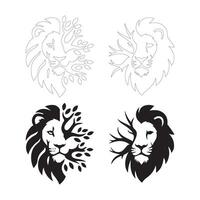 Bold and Elegant Lion with Tree Symbols for Digital and Print Use vector