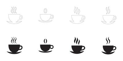coffee cup icons set. Editable minimalist icons. vector