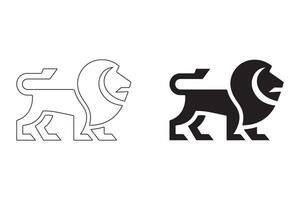 Powerful Lion Icons in Minimalist Line and Solid Black Styles vector