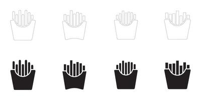 frie icons set. french fries in a carton icons set. vector