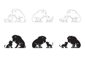 Bold and Elegant Lion Family Designs in Flat and Outline Styles vector