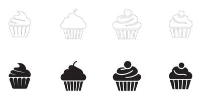 cupcake icons set. vector