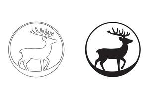 Majestic Deer Silhouette in Flat and Outline Style vector