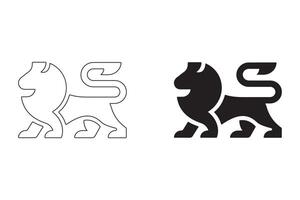 Majestic Lion Illustrations in Line Art and Solid Black Styles vector