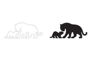 Bold and Striking Panther with Cubs Silhouettes for Web, Apps, and Branding vector