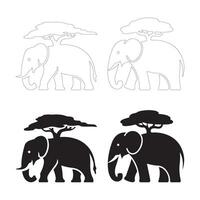 Bold and Elegant Elephant and Tree Designs for Digital and Print Use vector