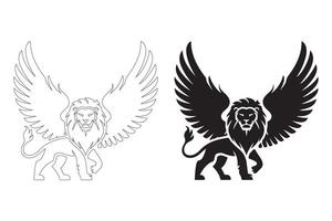 Sleek and Heroic Winged Lion Graphics for Presentations and Interfaces vector