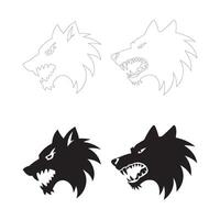 Powerful Black and White Wolf Face Designs for Digital and Print Use vector