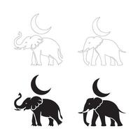 Majestic Night-Themed Elephant Designs for Digital and Print Use vector