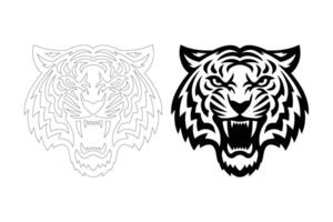 Striking Black and White Tiger Head Design for Digital and Print Use vector