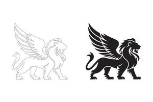 Powerful Mythical Winged Lion Icons for Web, Apps, and Branding vector