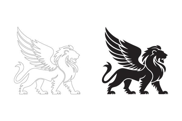 Powerful Mythical Winged Lion Icons for Web, Apps, and Branding