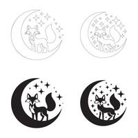 Elegant Celestial Fox Silhouettes for Versatile Applications vector