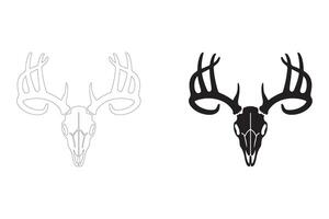 Timeless Wildlife Skull Illustration with Intricate Antlers vector