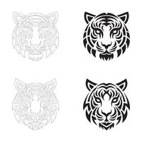 Striking Black and White Tribal Tiger Logos for Digital and Print Use vector