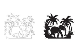 Bold and Elegant Elephant in Lush Foliage for Digital and Print Use vector