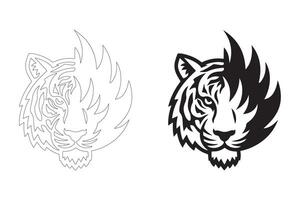 Majestic Tribal Flame Tiger Head Design for Digital and Print Use vector