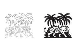 Bold and Elegant Tiger in Lush Jungle for Digital and Print Use vector