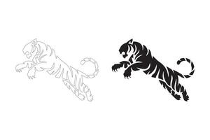 Bold and Powerful Jumping Tiger Designs for Digital and Print Use vector
