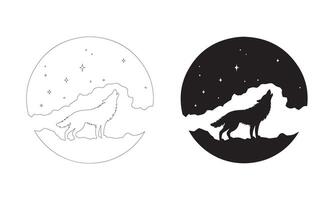 Enchanting Night-Themed Wolf Designs for Digital and Print Use vector